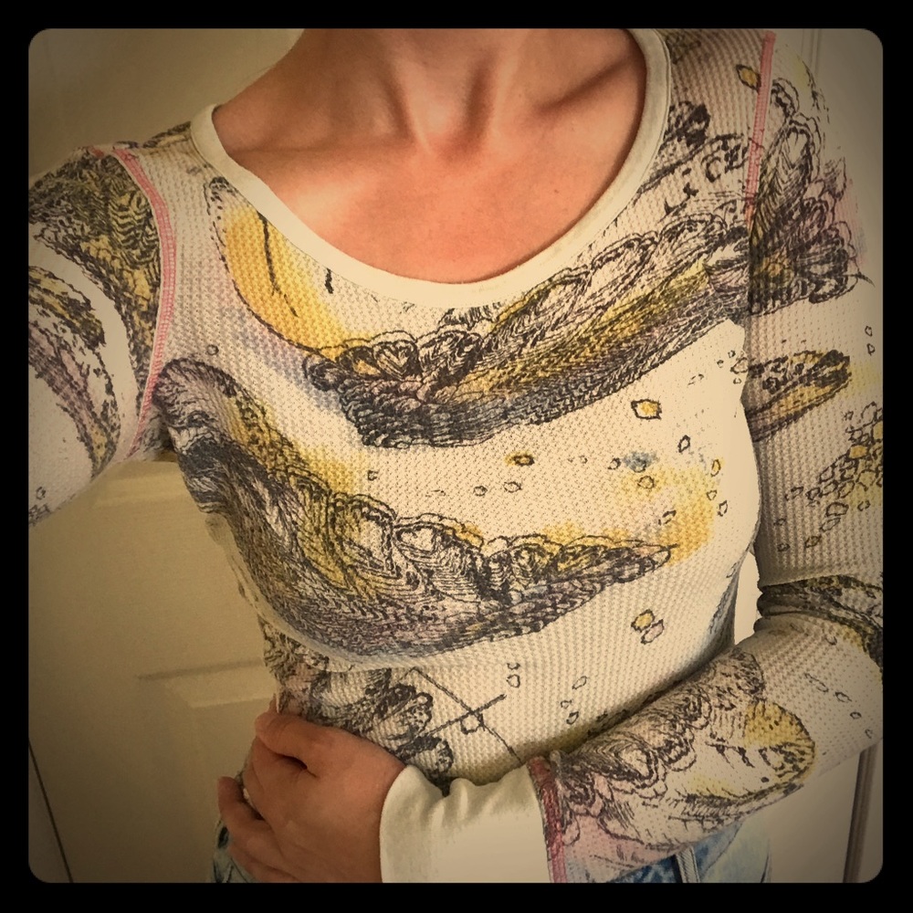 Patterned Waffle Long Sleeve Shirt